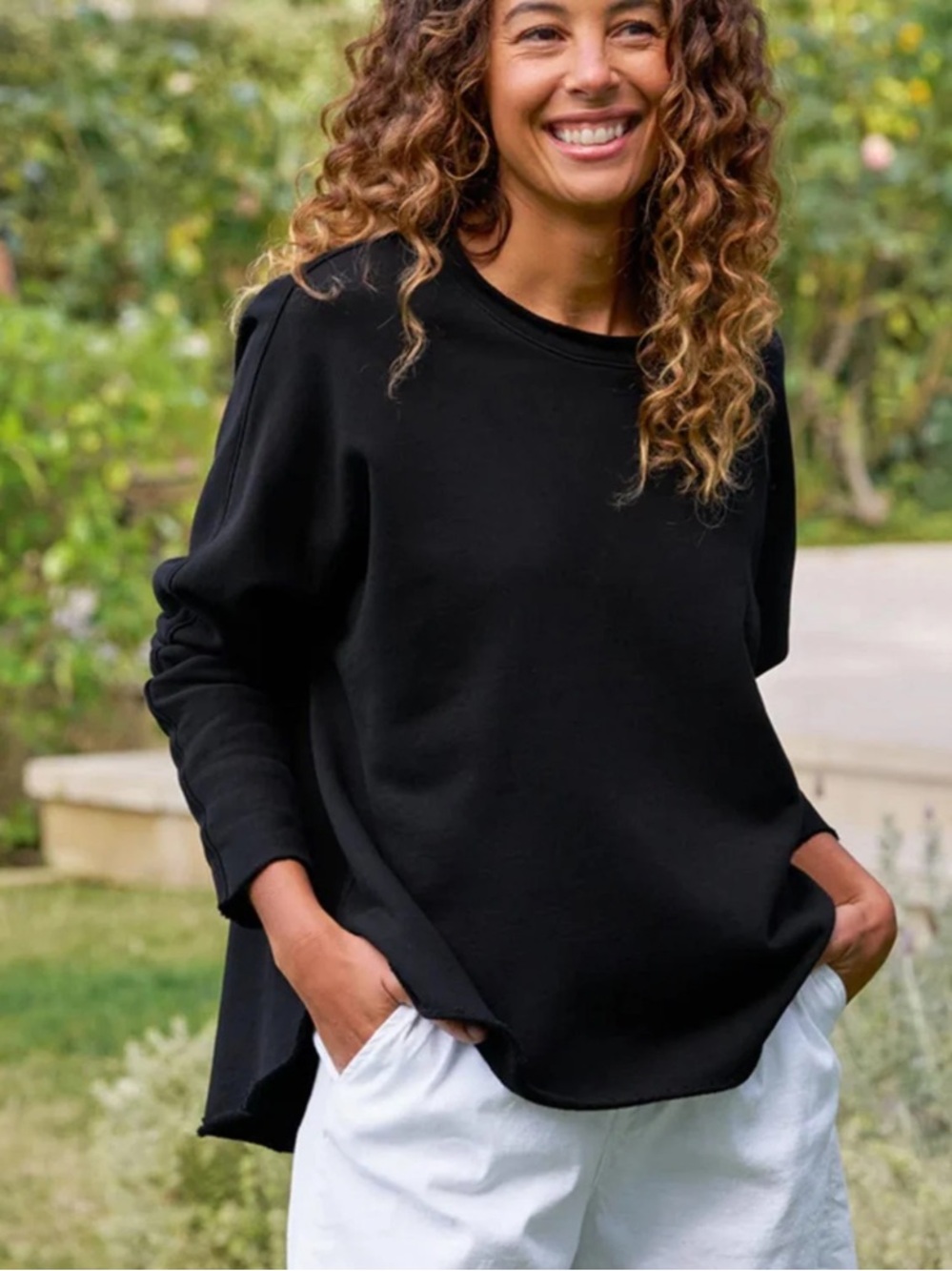 FRANK & EILEEN Anna Long Sleeve Capelet In Black‎ Size Small